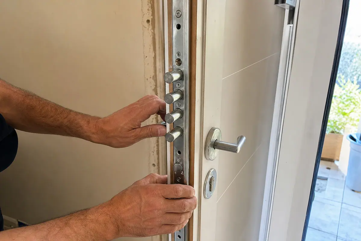 gros plan serrure multipoints neuve installation
