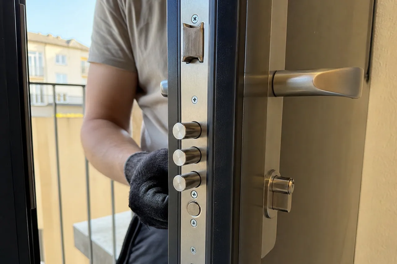 gros plan serrure multipoints neuve sur porte